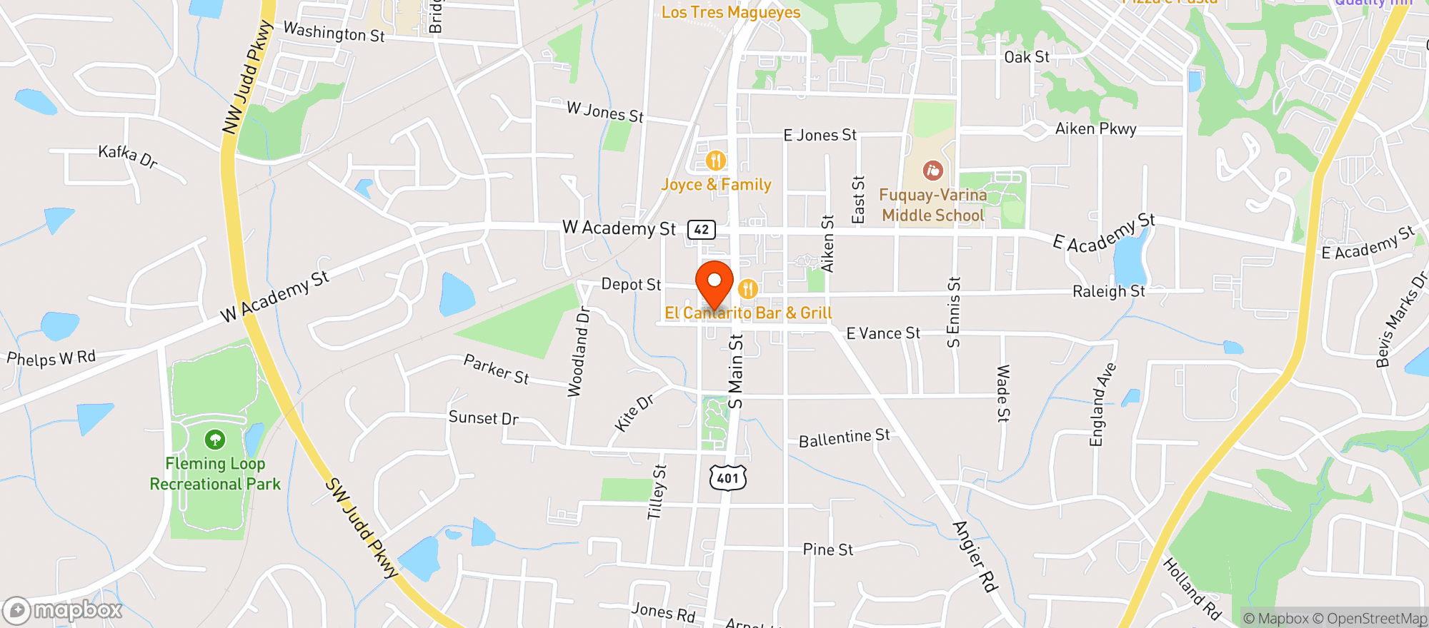 Map showing Fuquay Meat Market