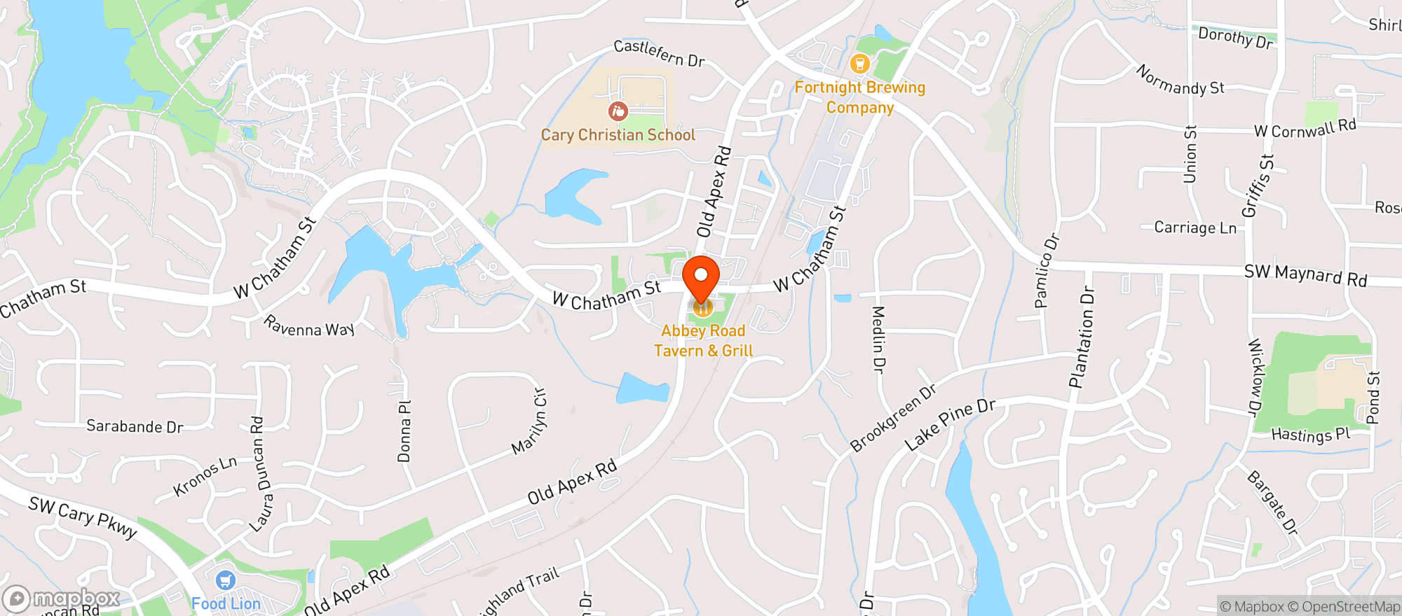Map showing Abbey Road Tavern And Grill