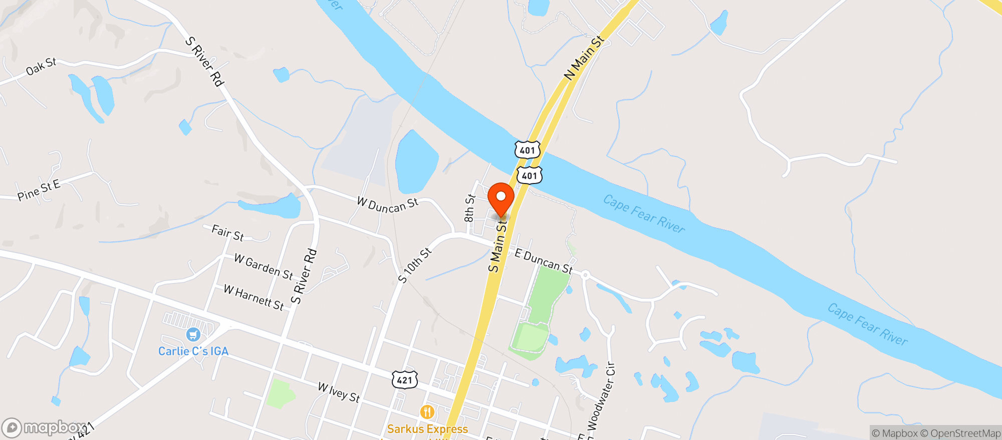 Map showing Lost Paddle Tavern