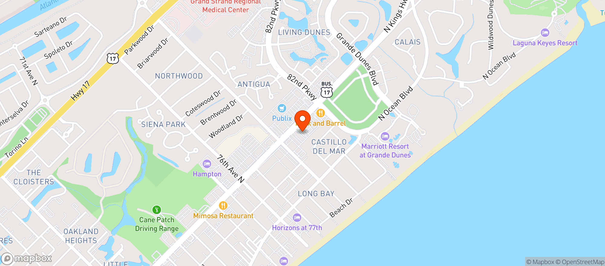 Map showing Owens Myrtle Beach
