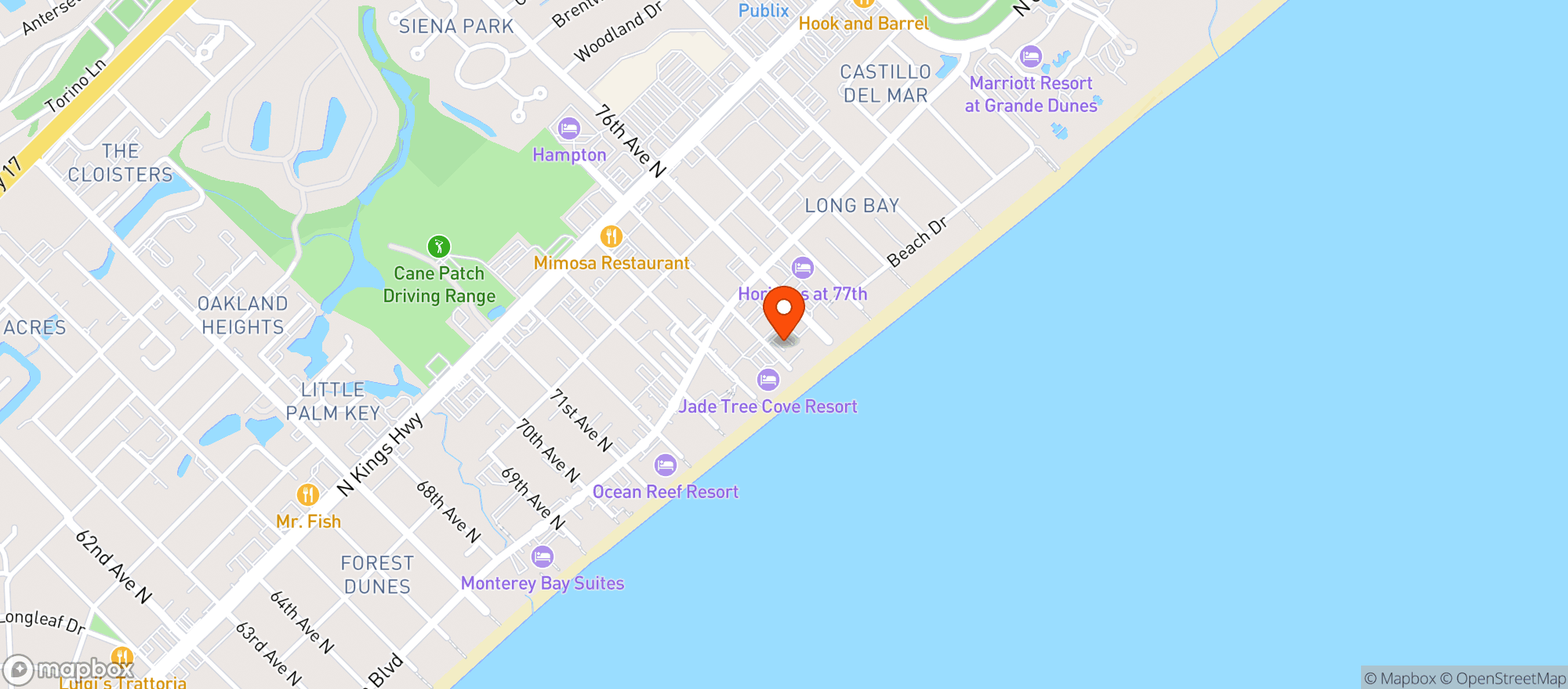 Map showing North Shore Resort (myr)