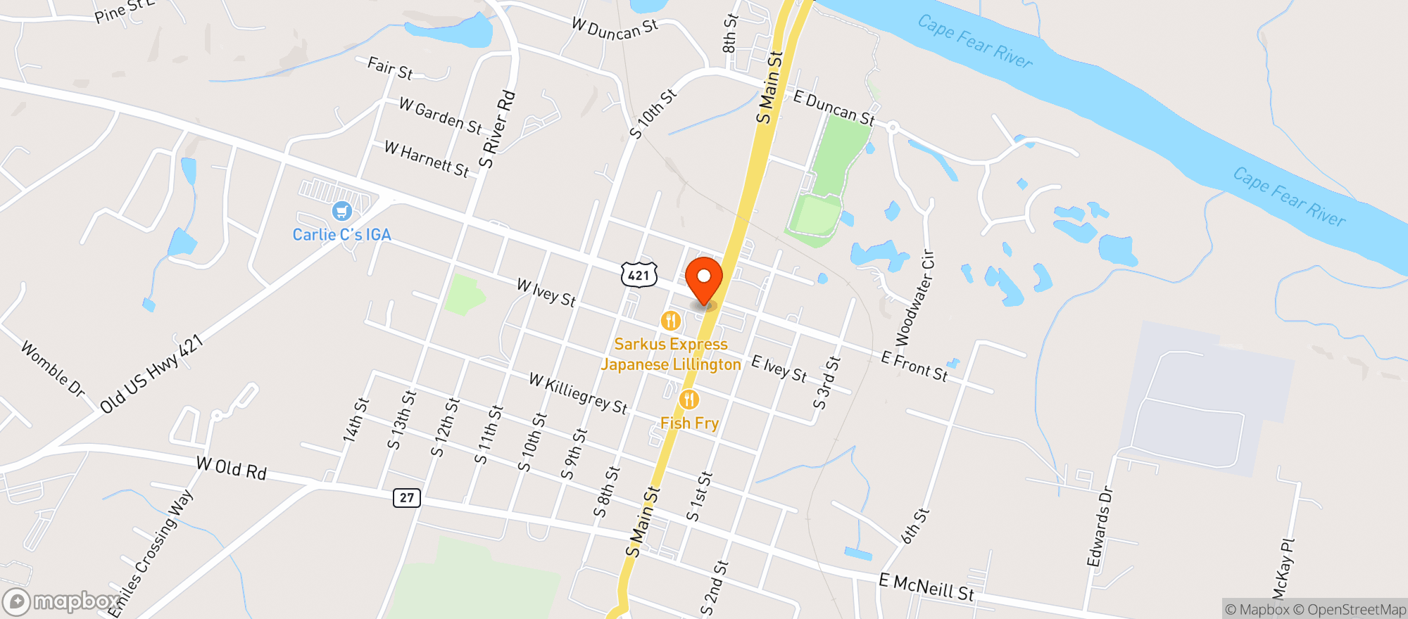 Map showing County Seat Sports Grille