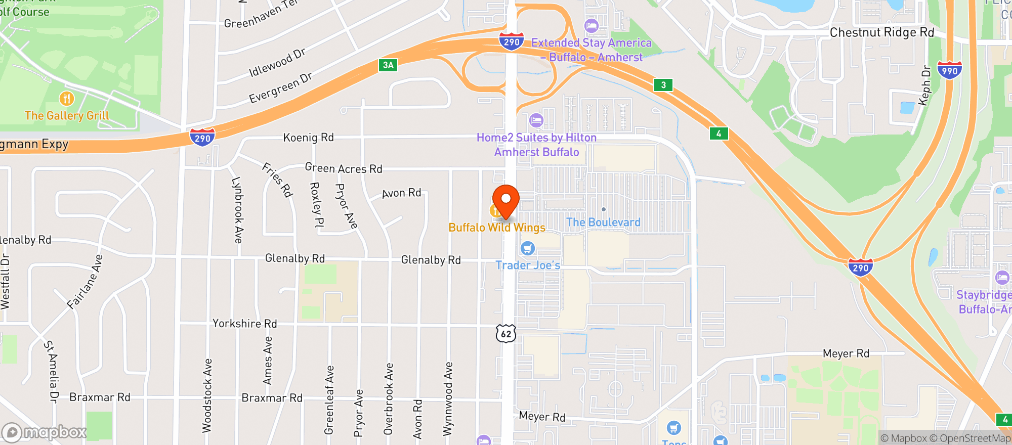 Map showing Buffalo Wild Wings Gril #329