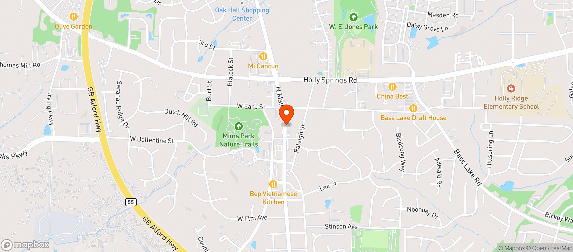 Map showing Main street Mini Mart