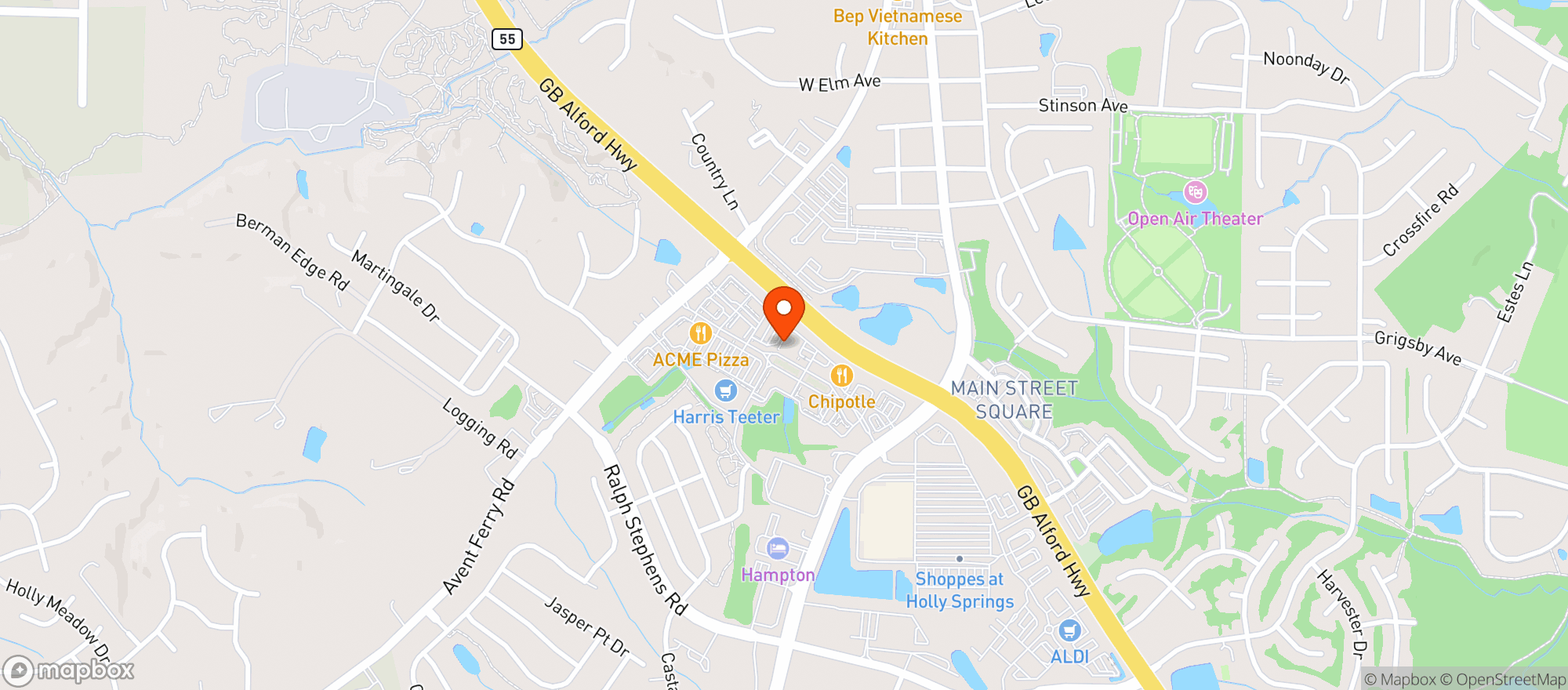 Map showing Hickory Tavern