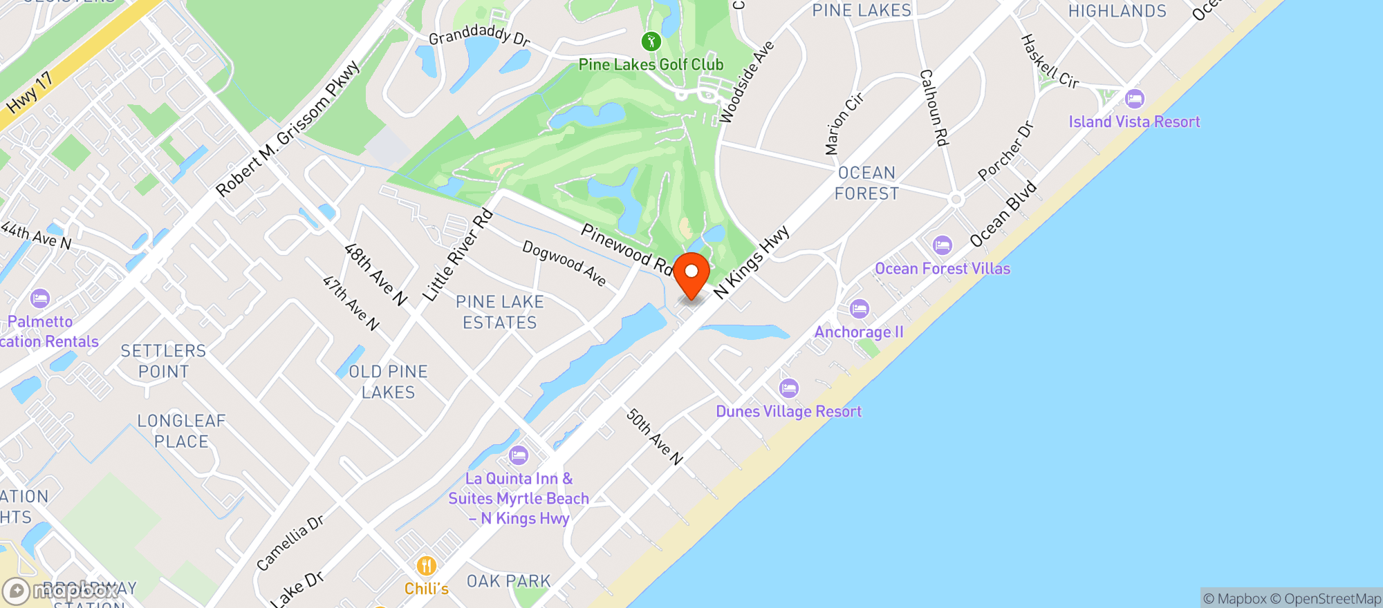 Map showing B & B Discount Tobacco