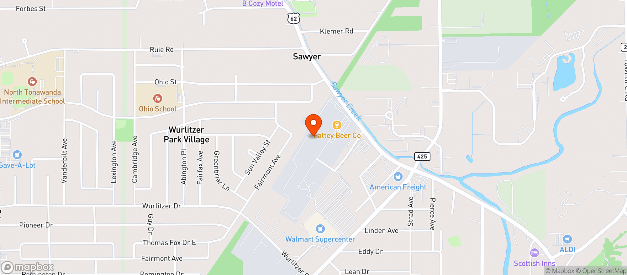 Map showing Fattey Beer Company - Wurlitzer