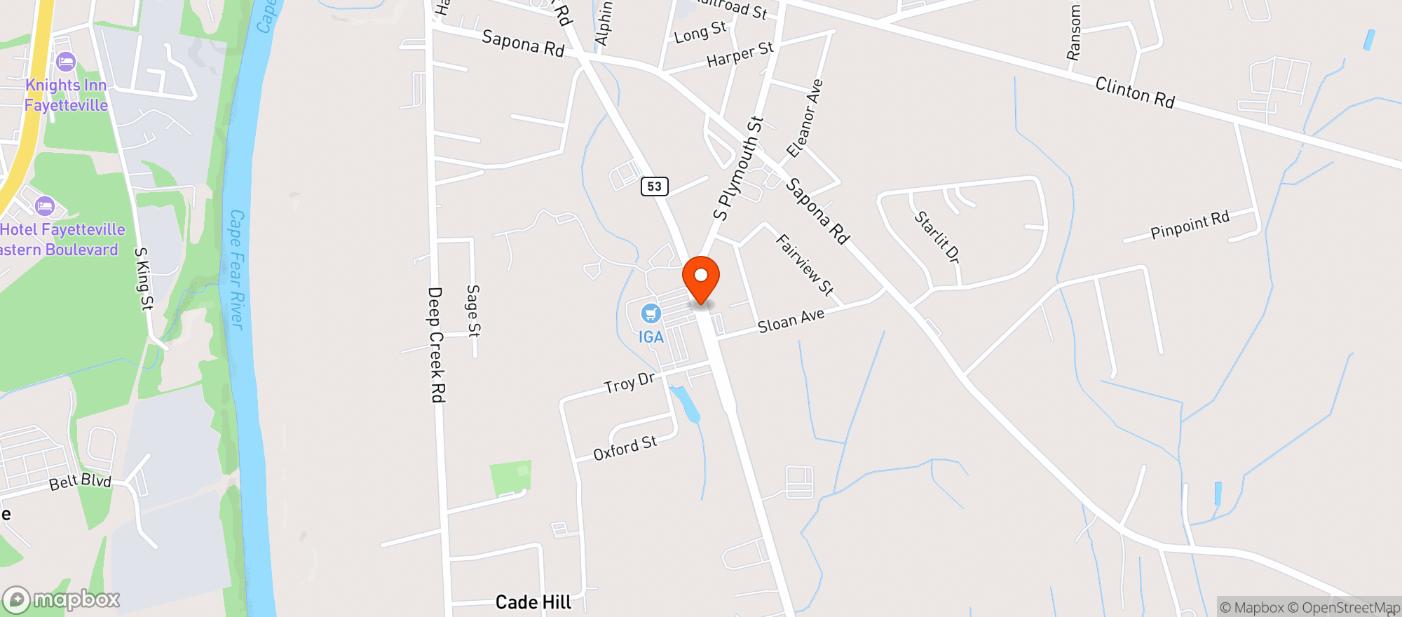 Map showing Carlie Cs Iga