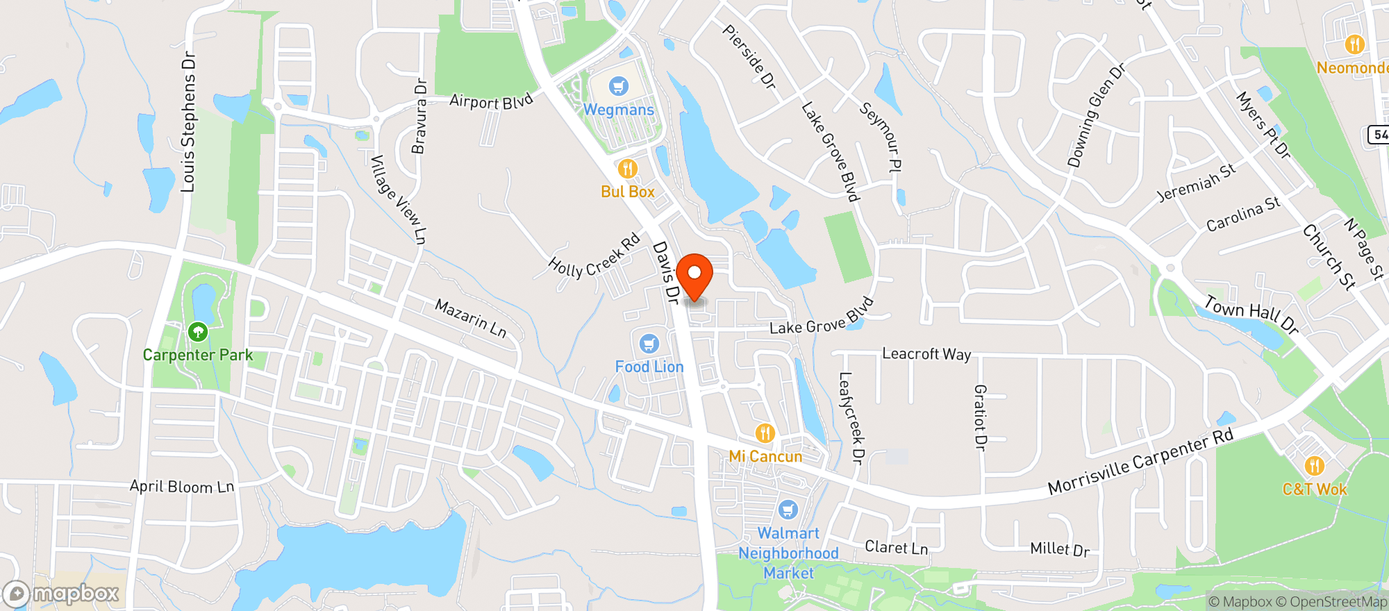 Map showing Circle K 2723886 (Morrisville)