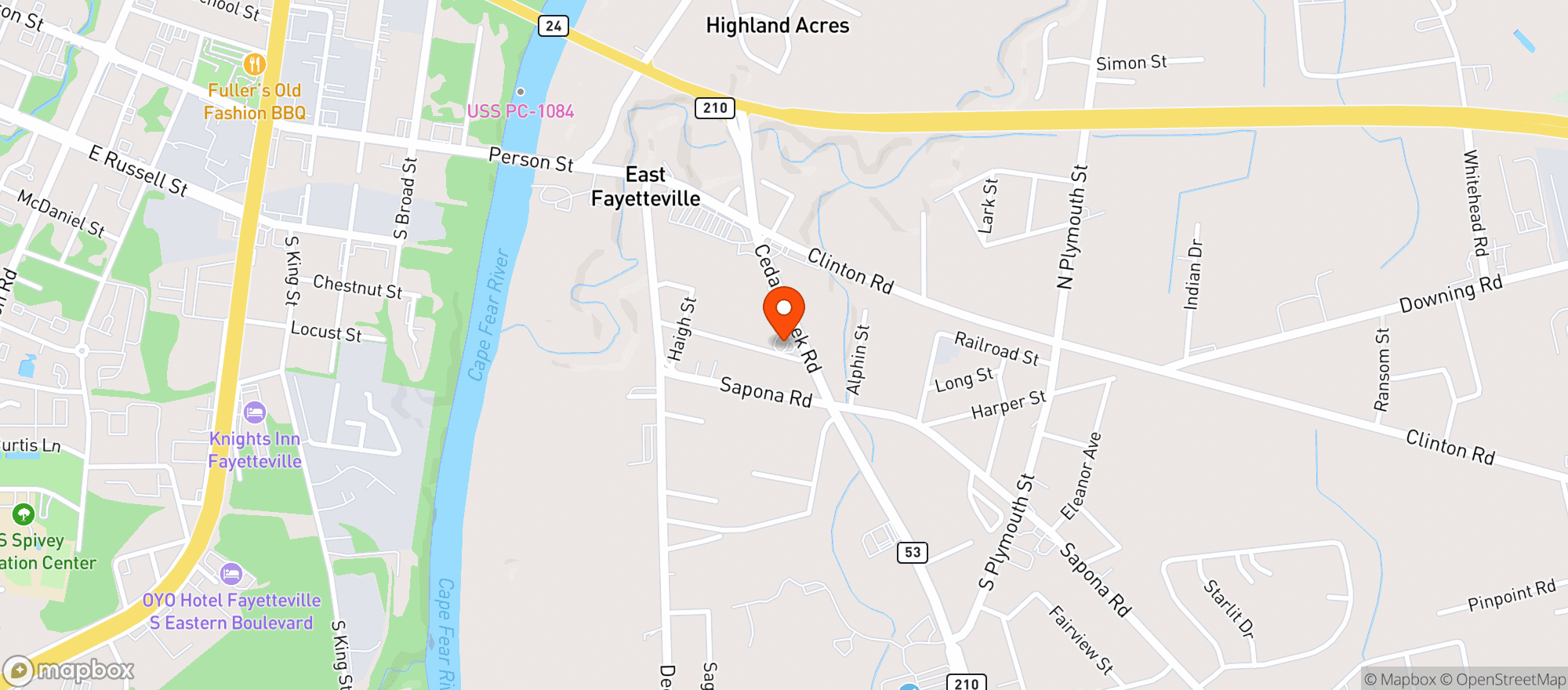 Map showing CIRCLE K #2723013 - 144 CEDAR CREEK