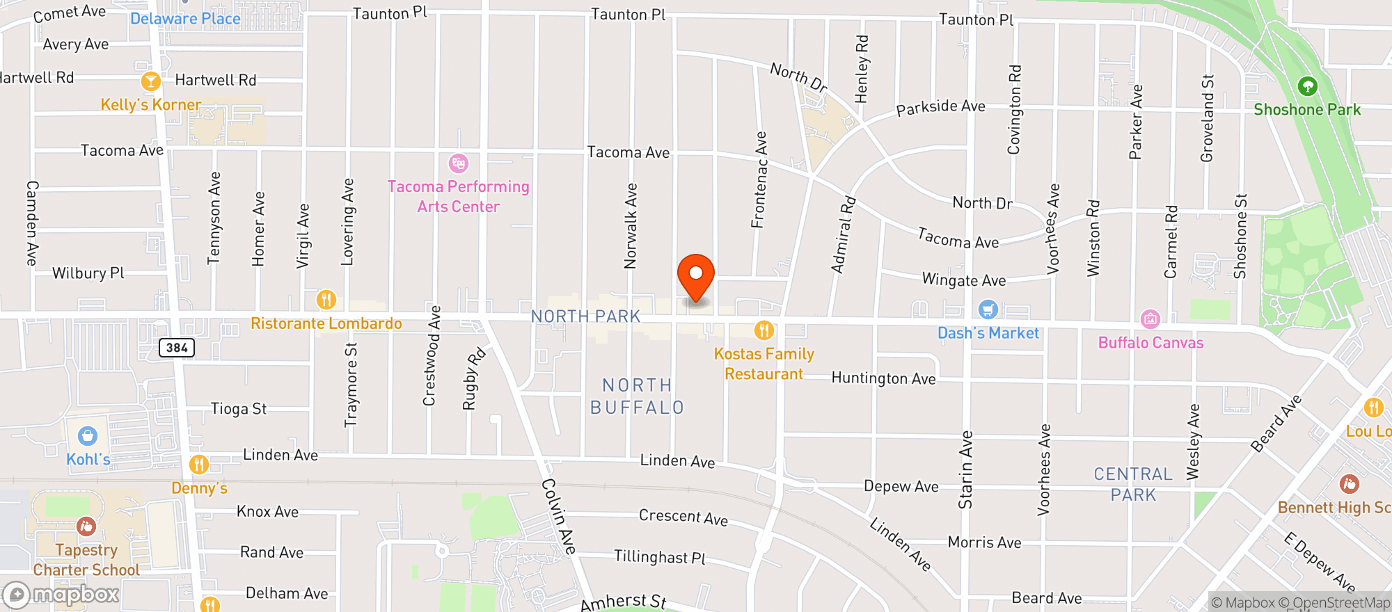 Map showing Burning Buffalo Bar & Grill