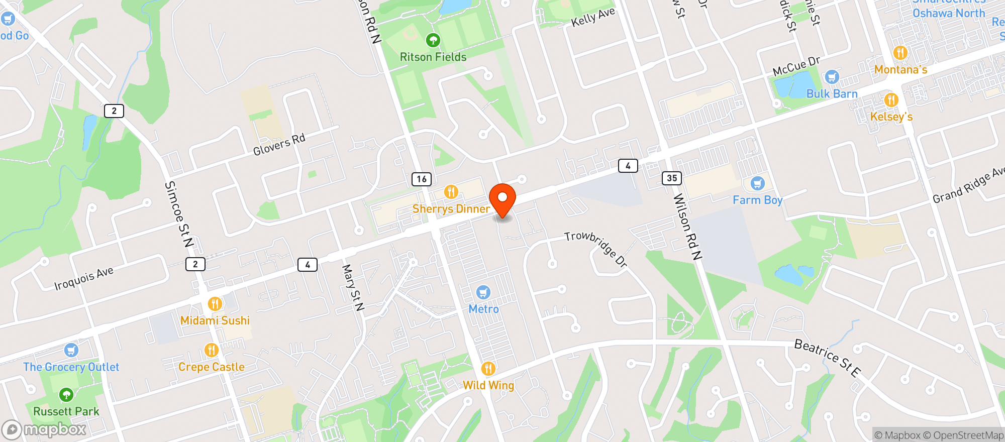 Map showing Metro Ontario
