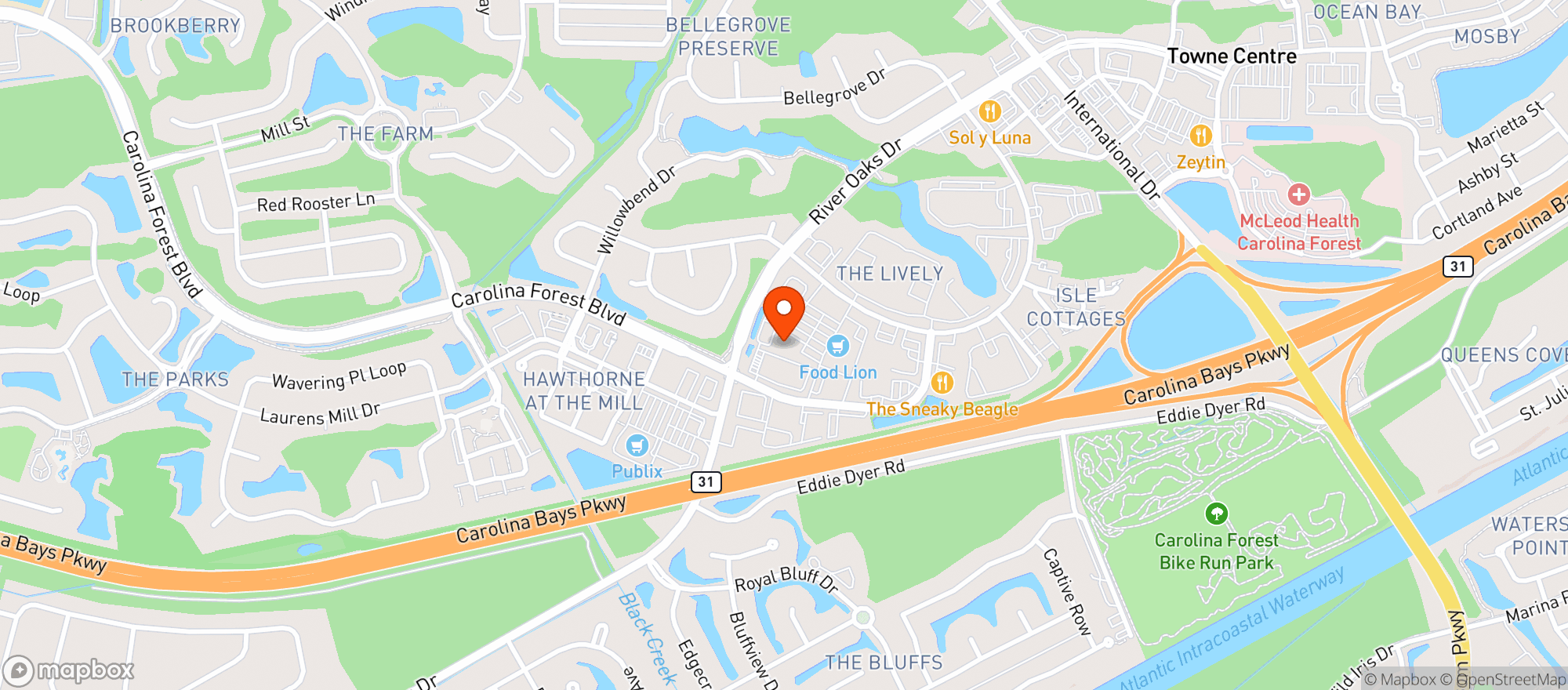 Map showing New England Fish House (myr)