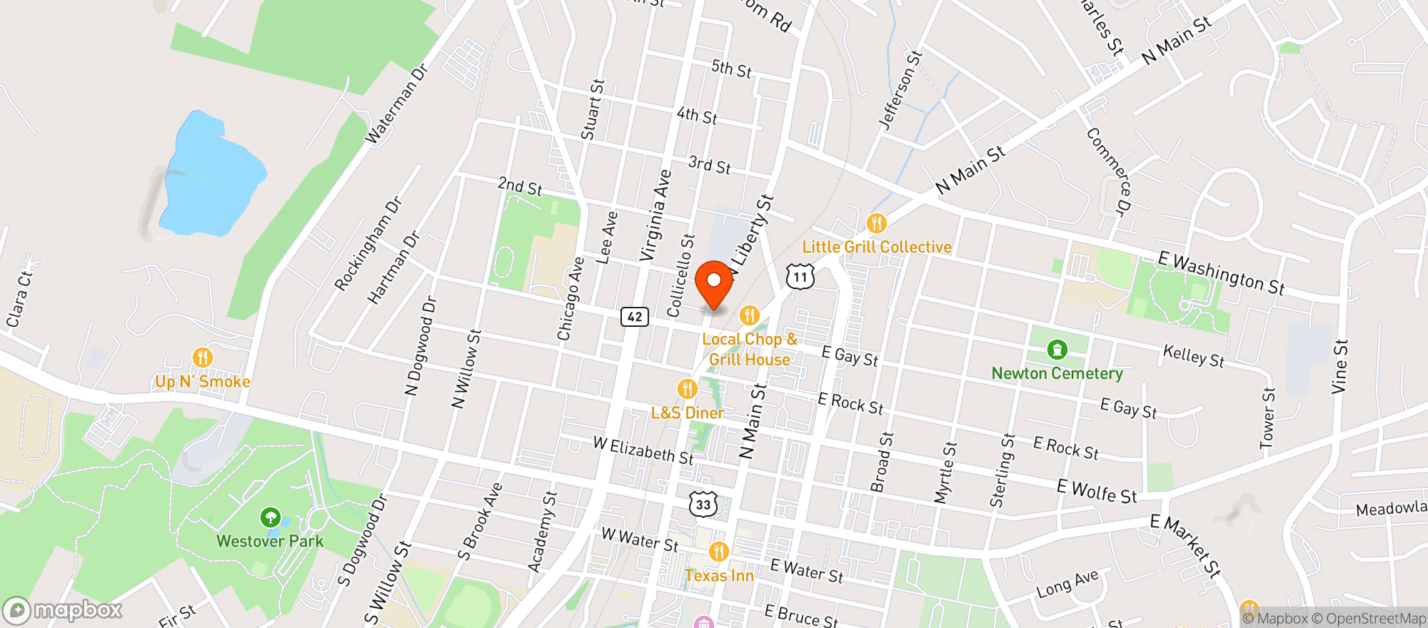 Map showing Rootstock Winebar and Provisions