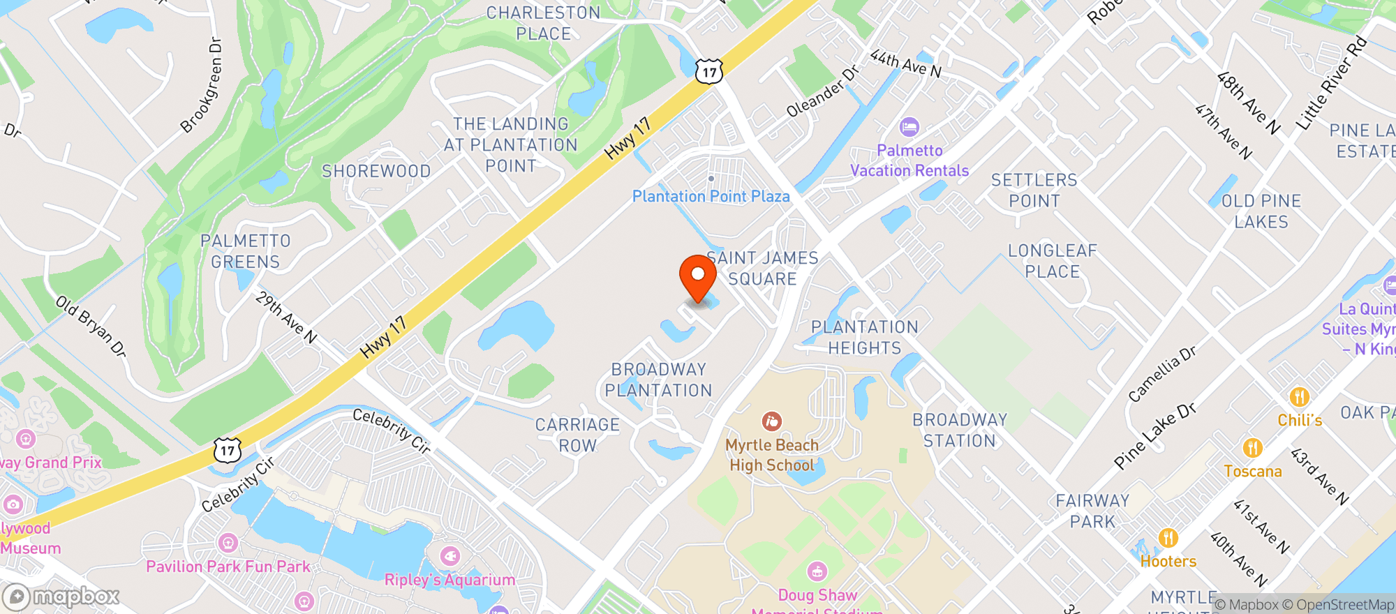 Map showing Sheraton Broadway Plantation