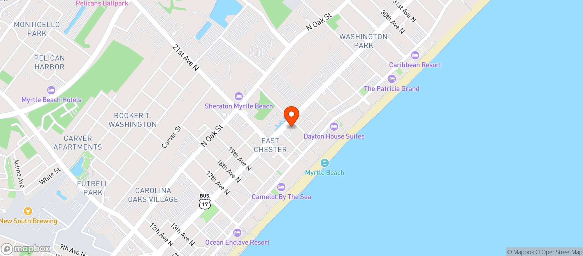 Map showing Beach Discount Beverage Liquor Stor