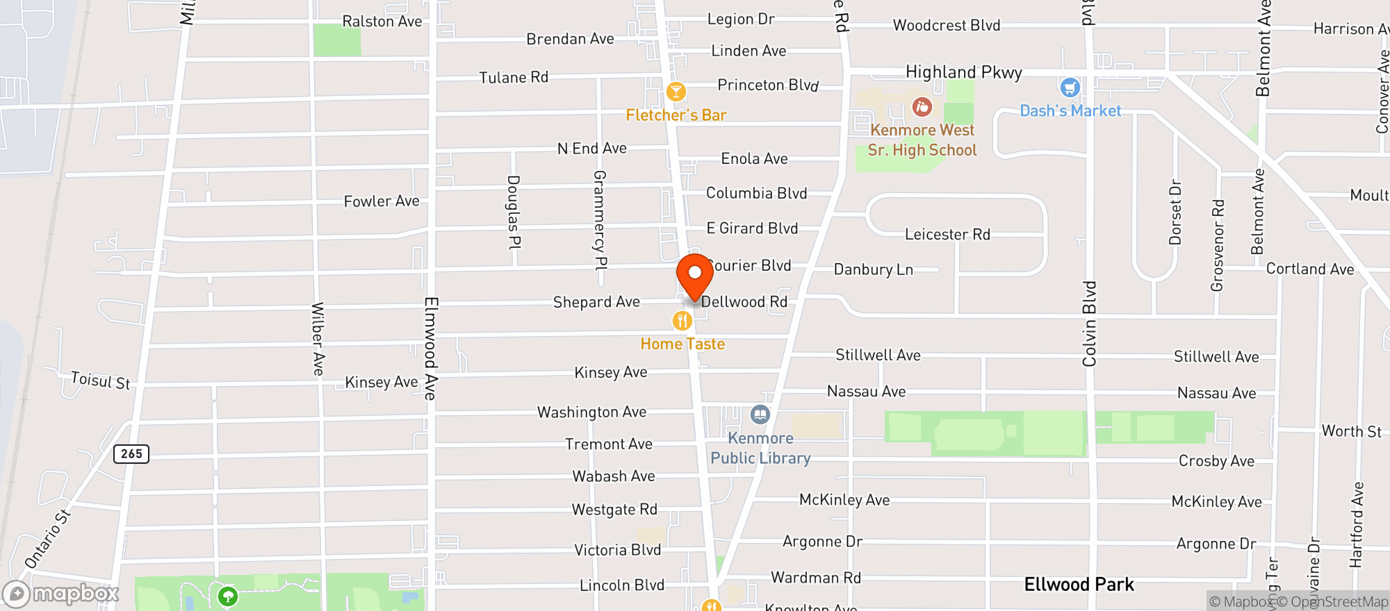 Map showing Nowhere Lounge