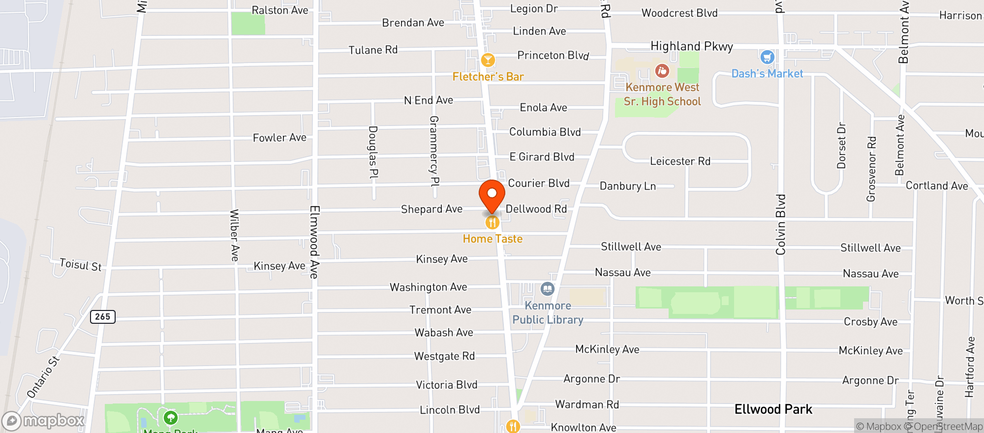 Map showing Fattey Beer Company - Kenmore