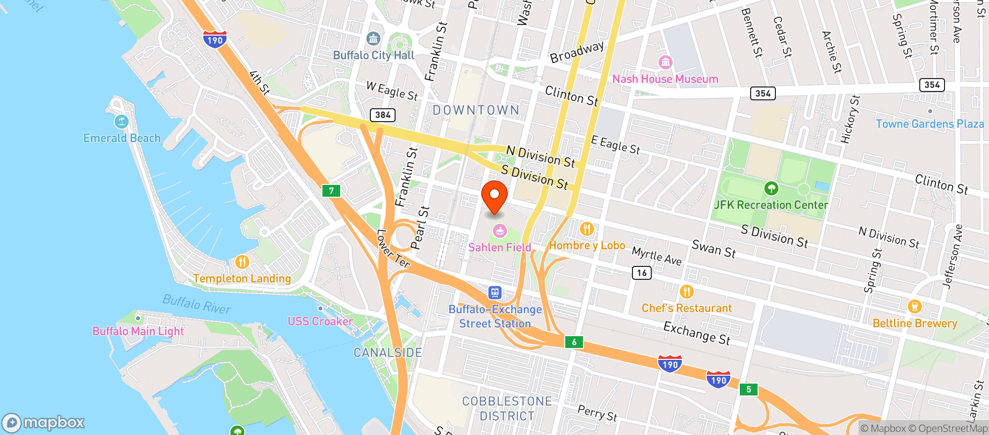 Map showing Sahlen Field