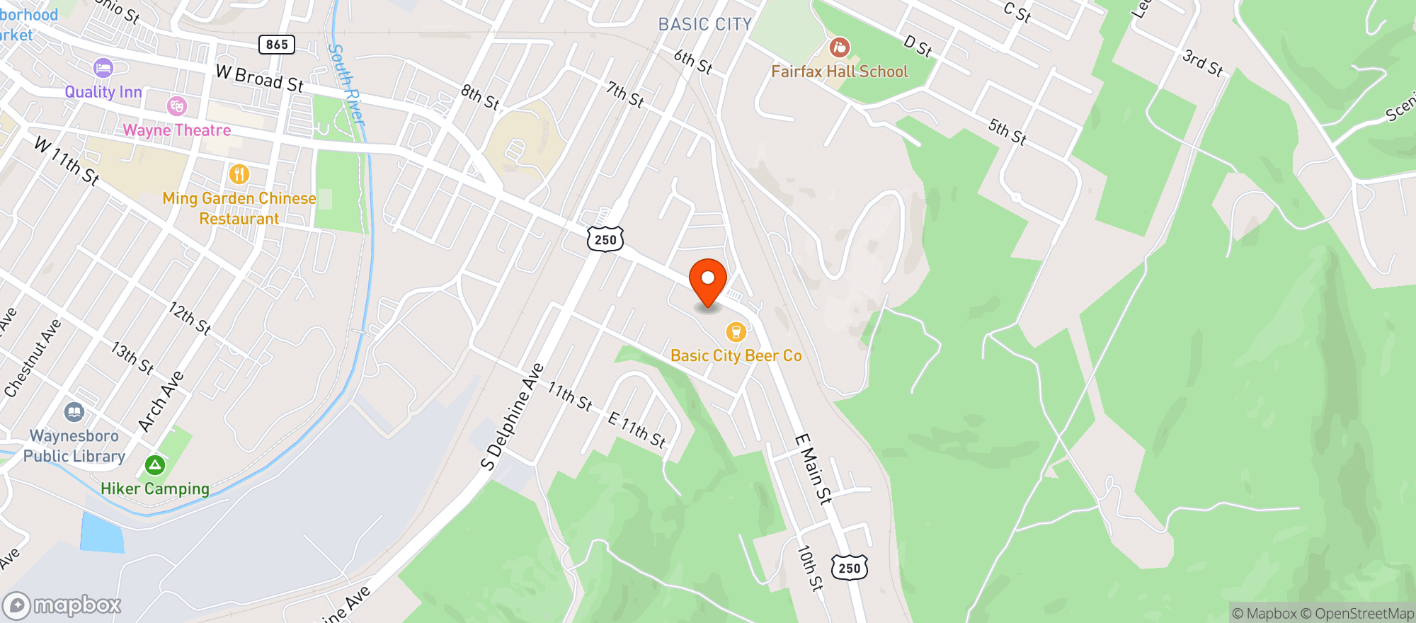 Map showing Basic City Beer Co