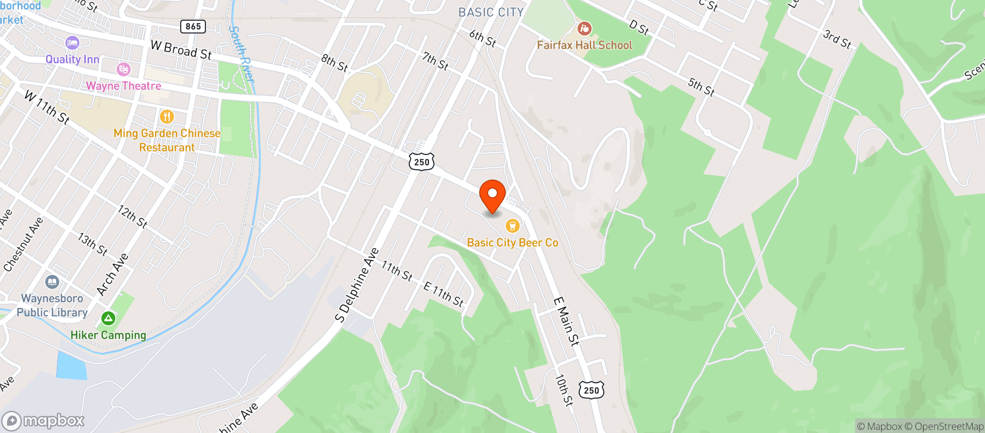 Map showing Happ Coffee