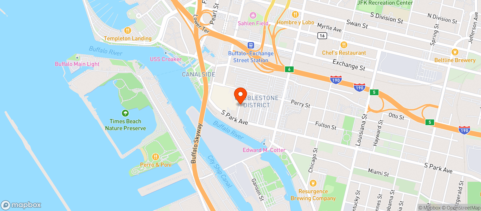 Map showing Buffalo Iron Works