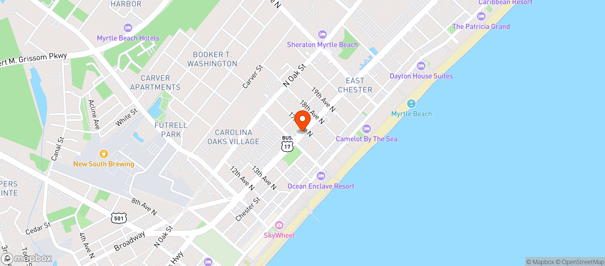 Map showing Grand Strand Discount Beverages