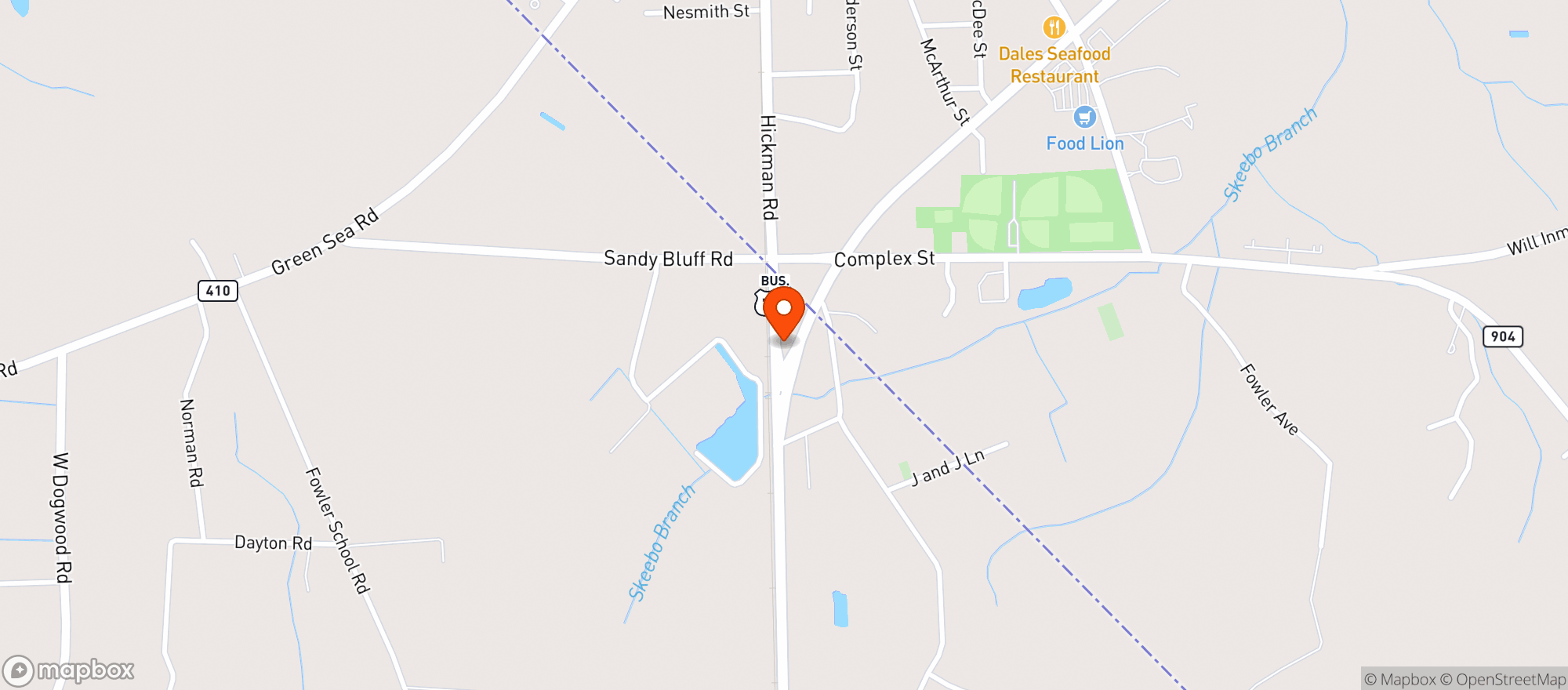 Map showing Minuteman Food Mart 52 (Myr)
