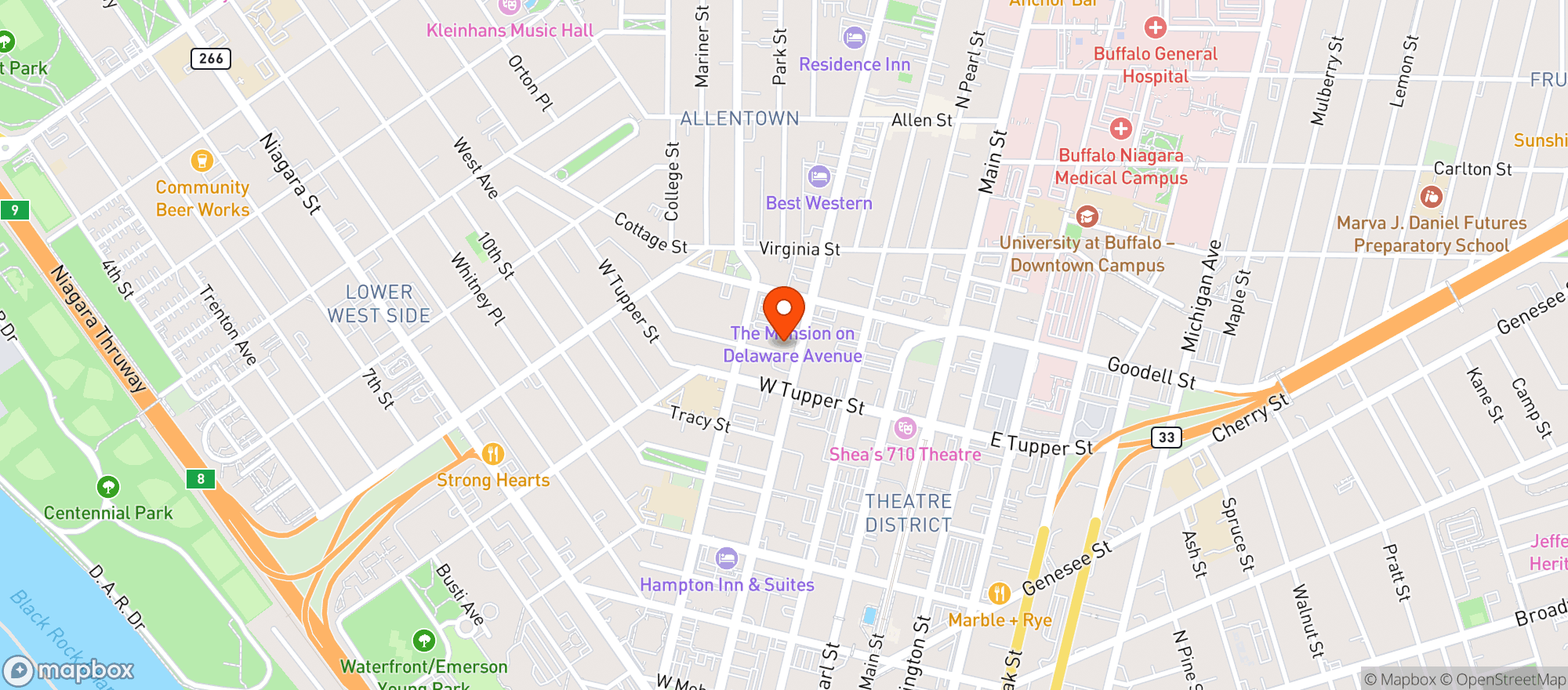 Map showing The Buffalo Club