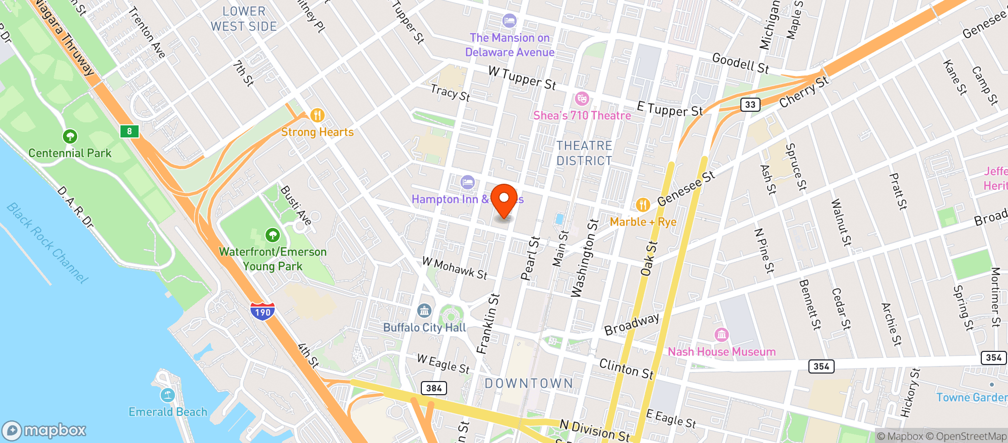 Map showing Curtiss Hotel