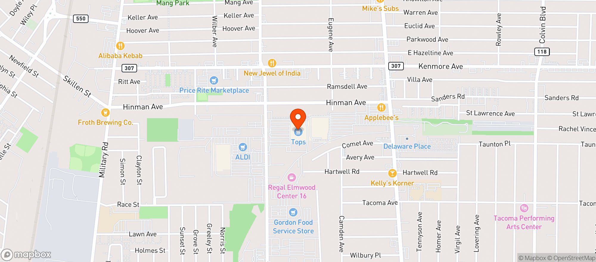 Map showing Queen City Wine & Liquor