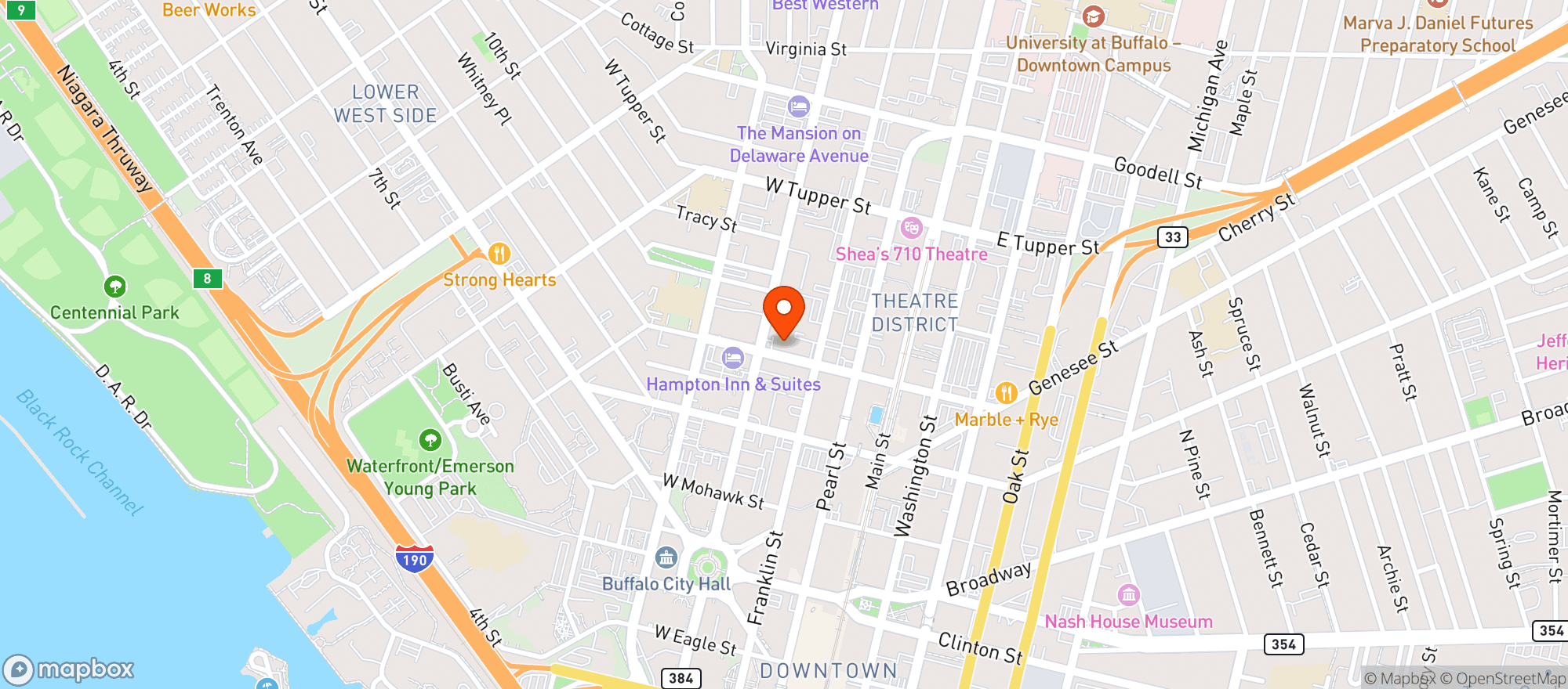 Map showing Buffalo Tap House