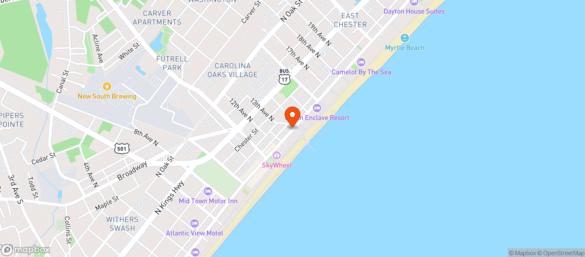 Map showing Beach Bums