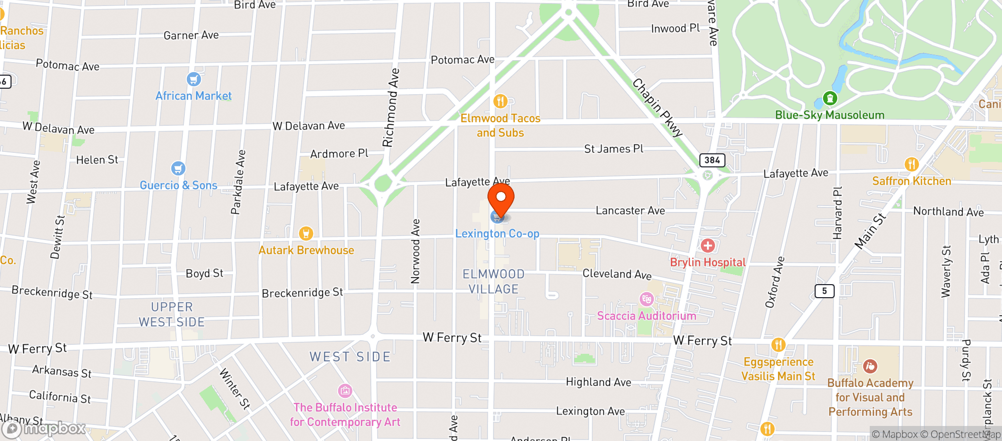 Map showing Lexington Real Food Coop Market