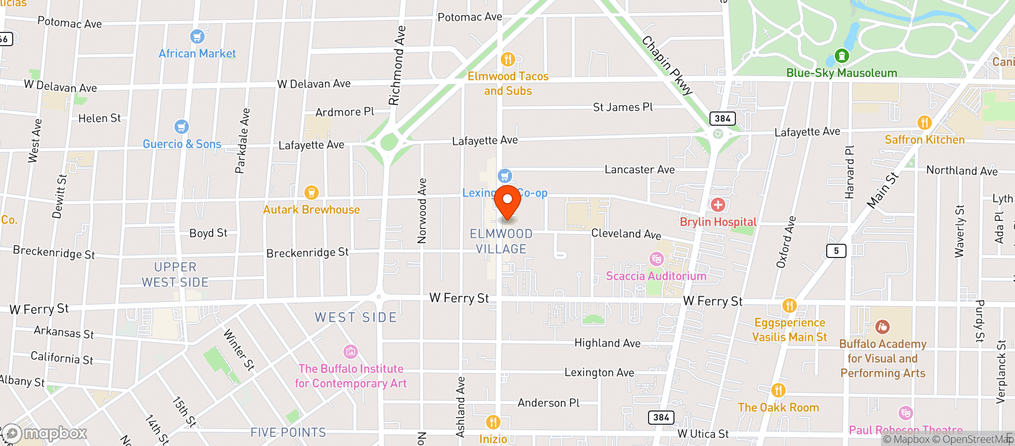 Map showing Aguacates Mexican Bar & Grill