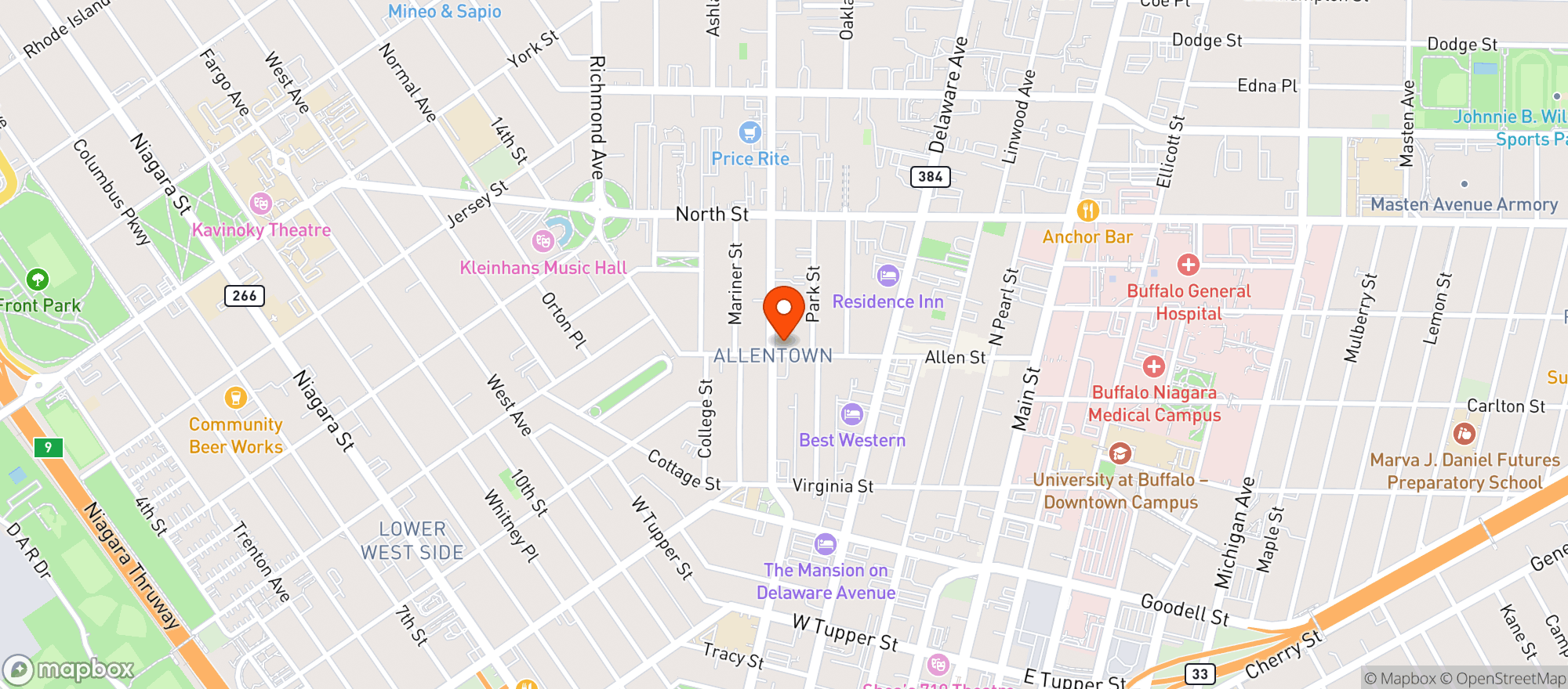 Map showing Beacon Grille
