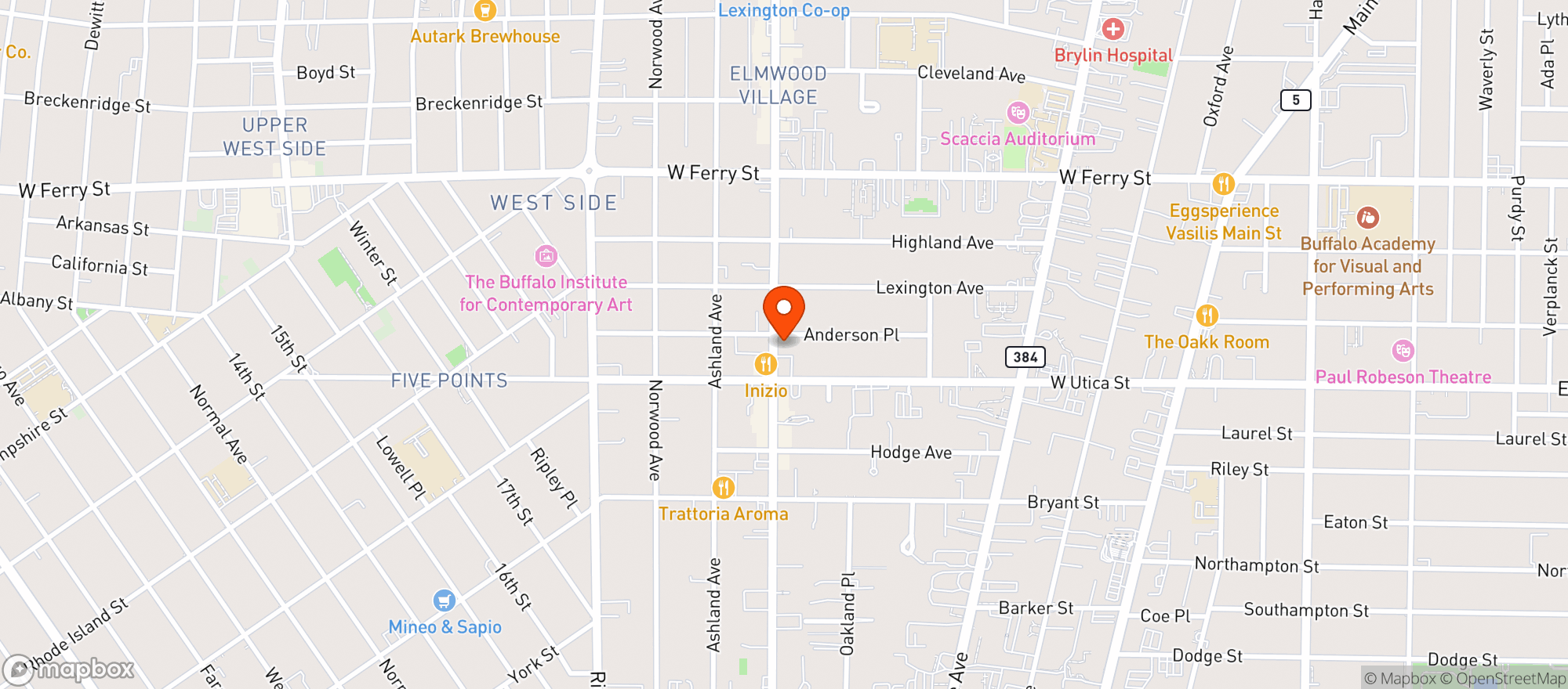 Map showing Thirsty Buffalo Bar &grll