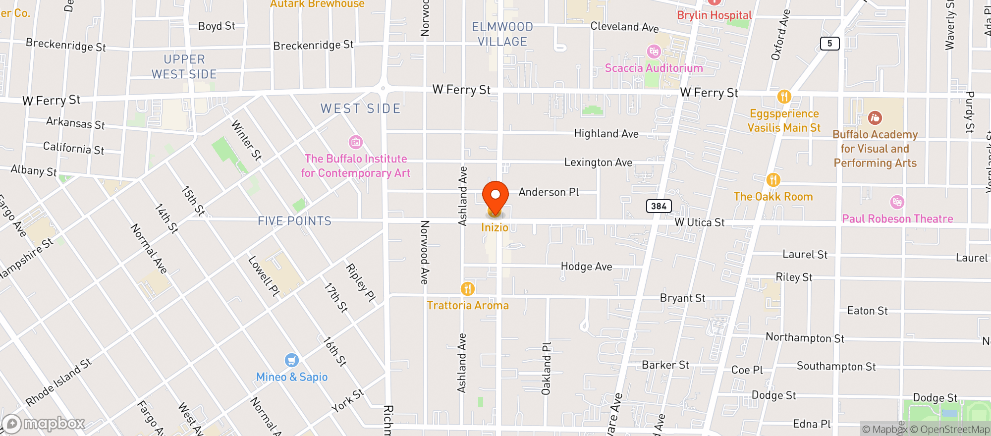 Map showing Elmwood Lounge