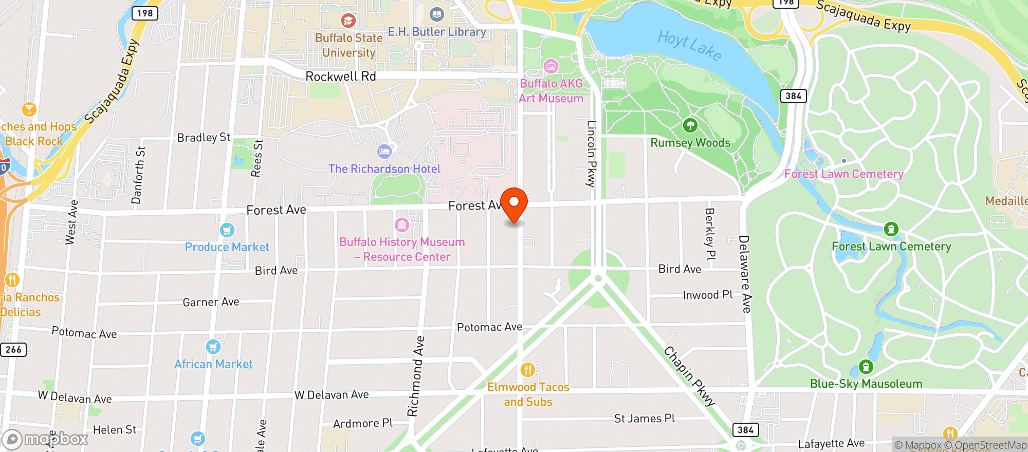 Map showing Music At The Marcy