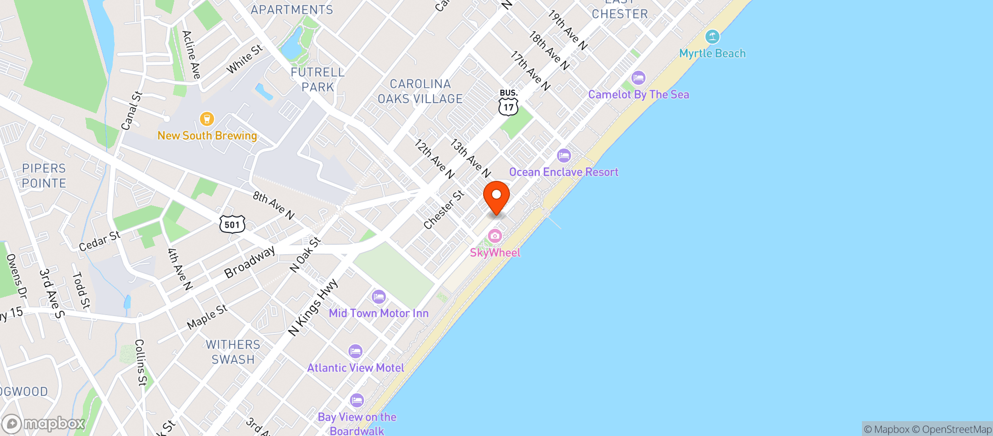 Map showing Beach House Bar & Grill