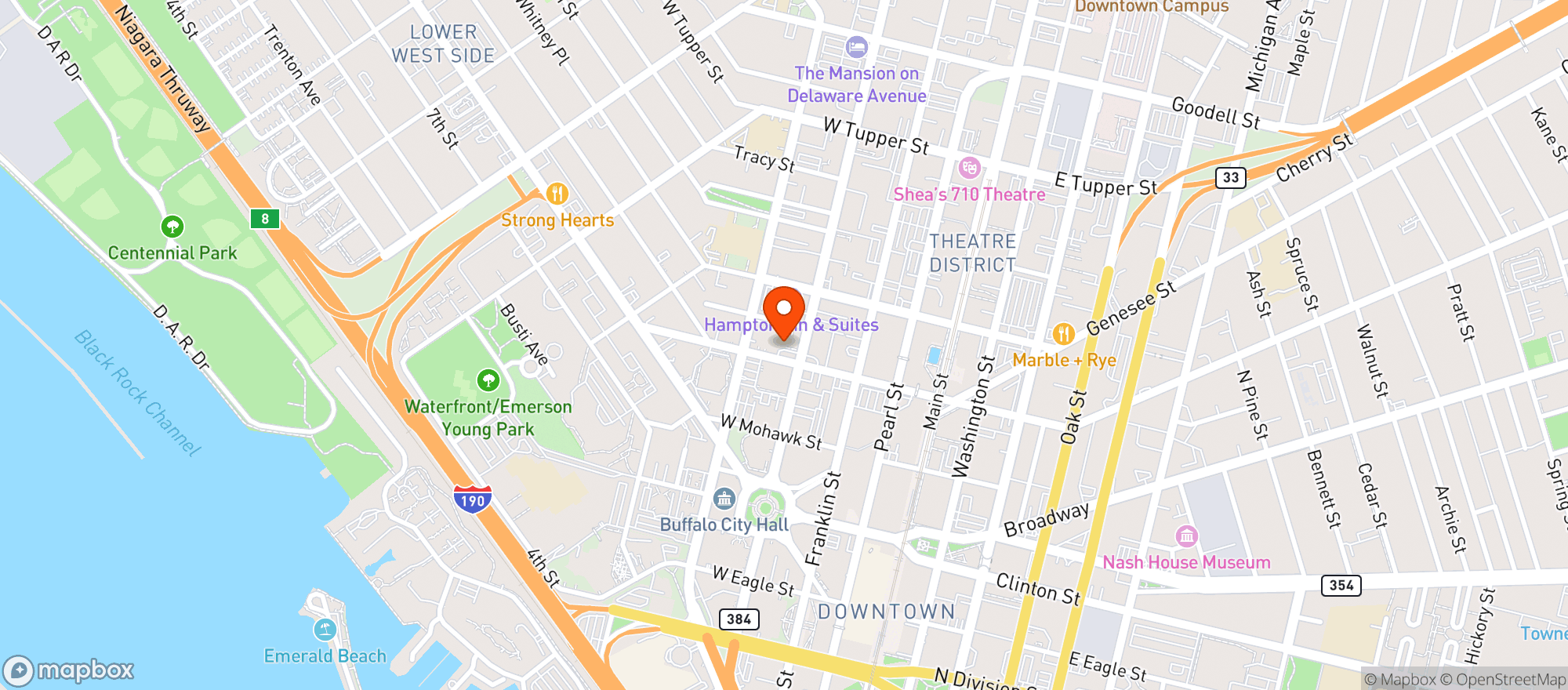 Map showing Embassy Suites By Hilton Buffalo