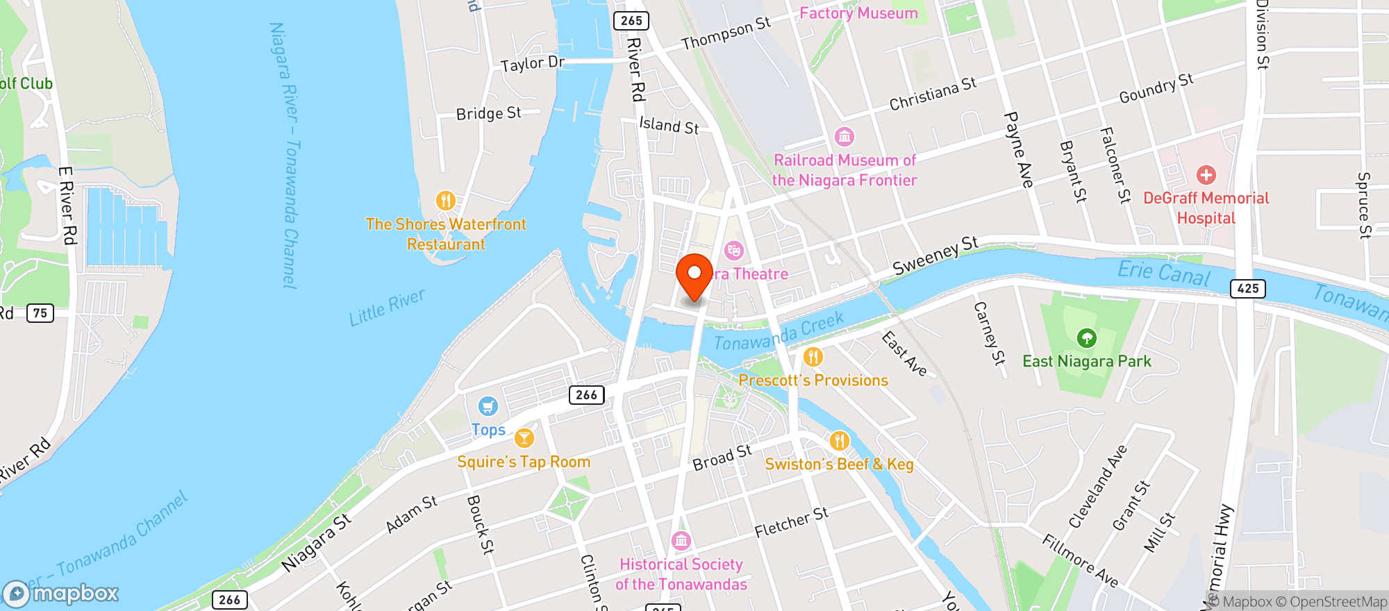 Map showing Canalside Wine & Spirits