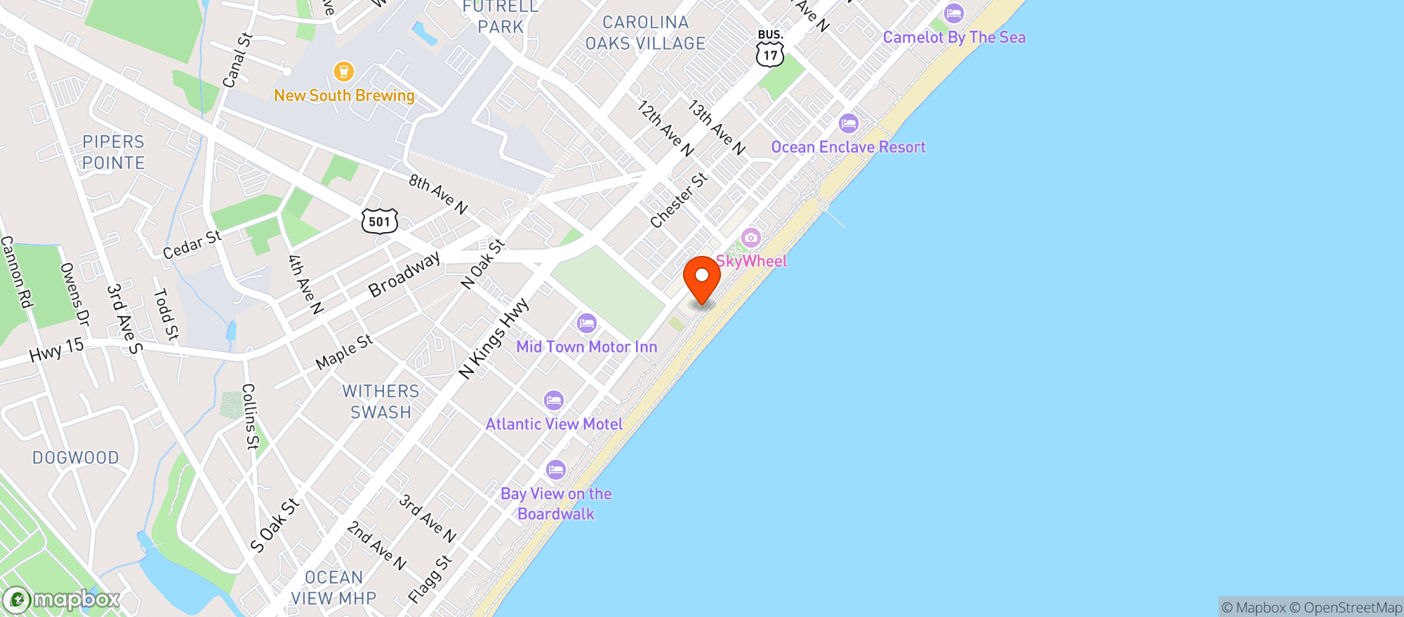 Map showing Dirty Don's Oyster Bar & Grill