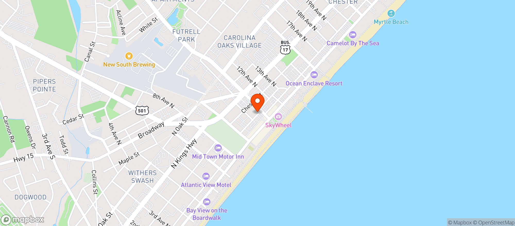Map showing The Ole Irish Pub