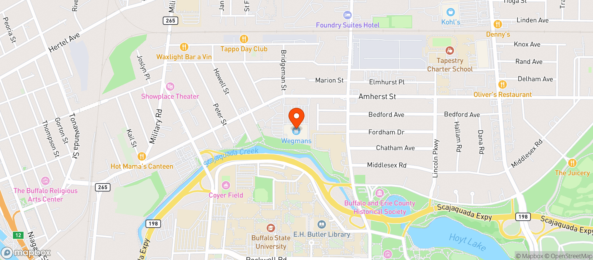 Map showing Amherst St. Wine and Liquor