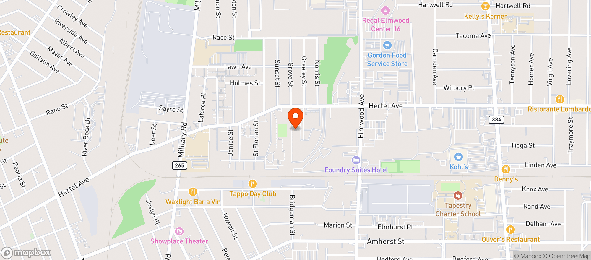 Map showing Door Dash