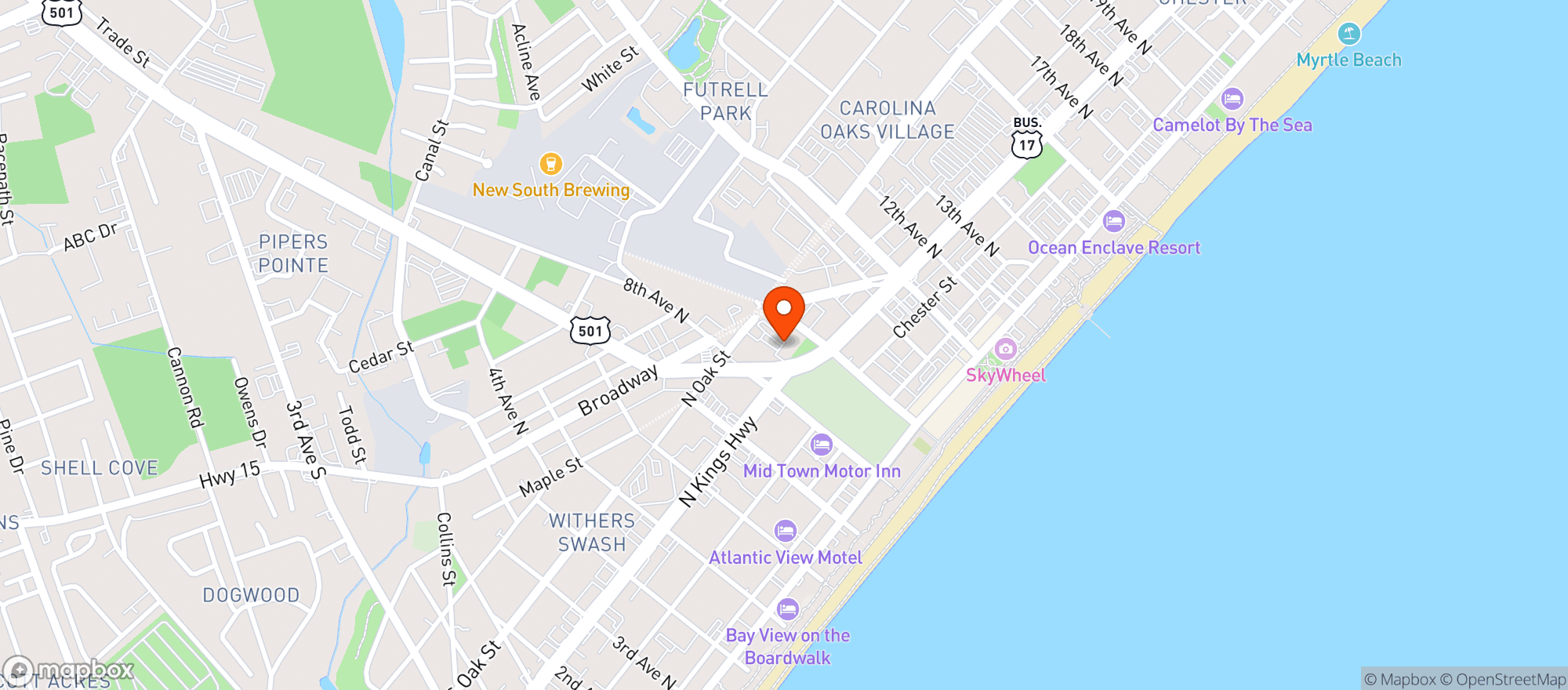 Map showing Grand Strand Brewing Company