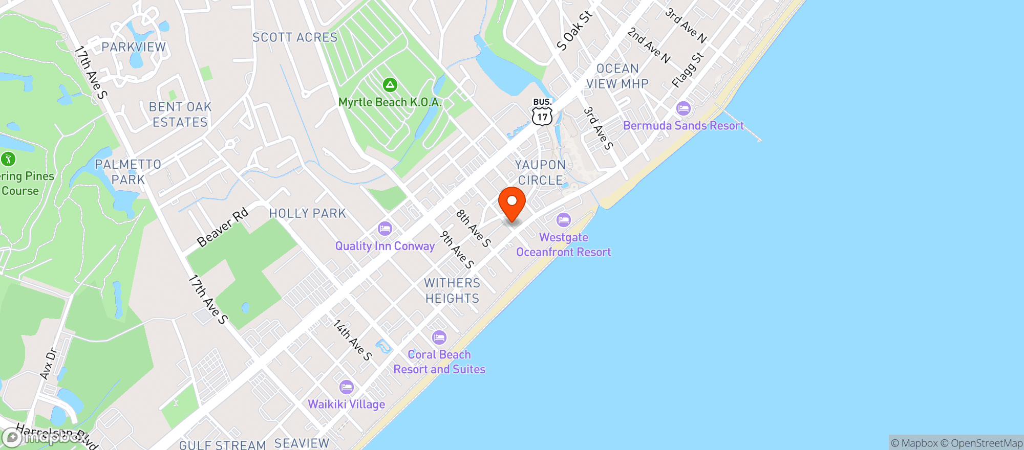 Map showing Dirty Jimmys Food Mart (myr)