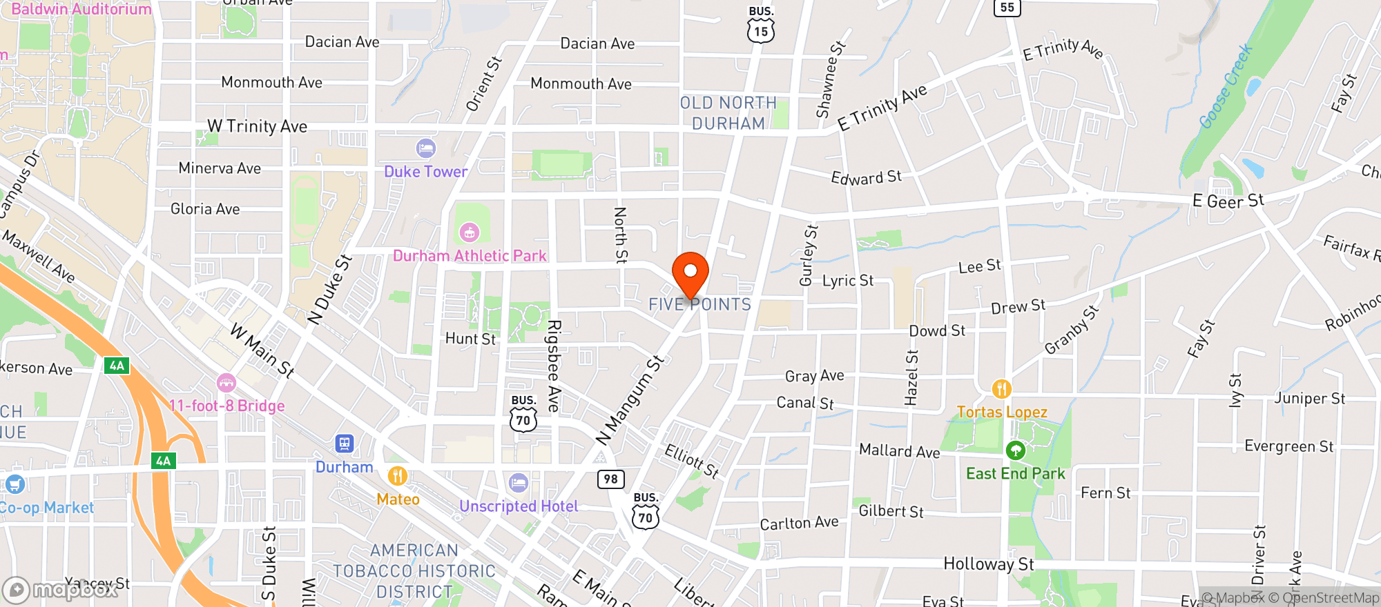 Map showing Zeitgeist Gallery and Bar