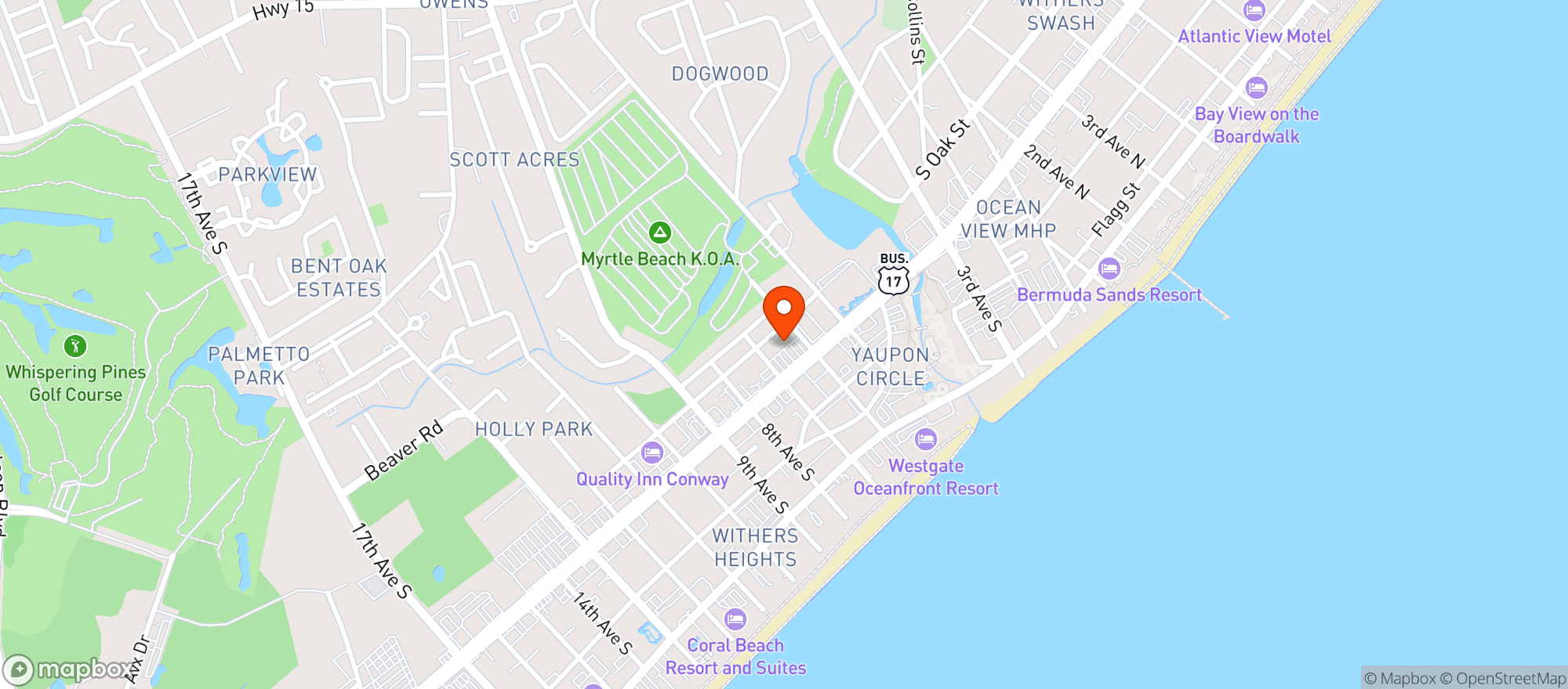 Map showing Thorny S Steakhouse (myr)